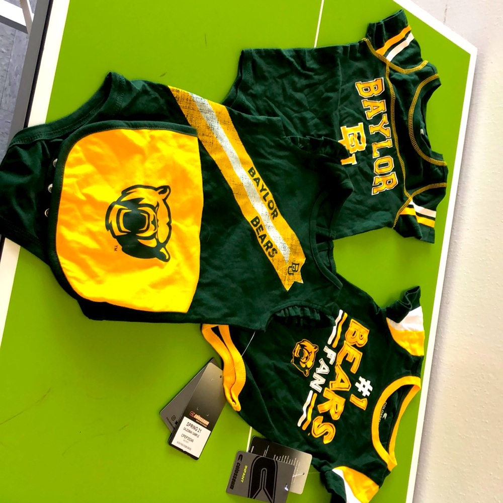 Set of Baylor onesies and bib. New with tags